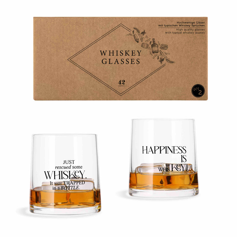 Whiskey Gläser - 2er Geschenkset mit Sprüchen (2 x 350 ml)