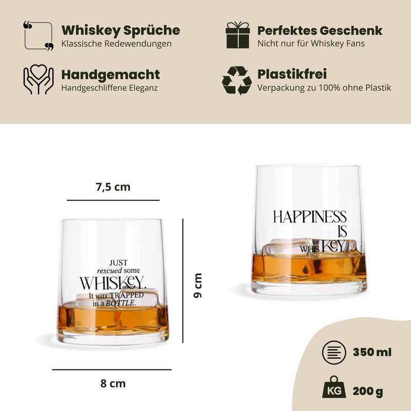 Whiskey Gläser - 2er Geschenkset mit Sprüchen (2 x 350 ml)