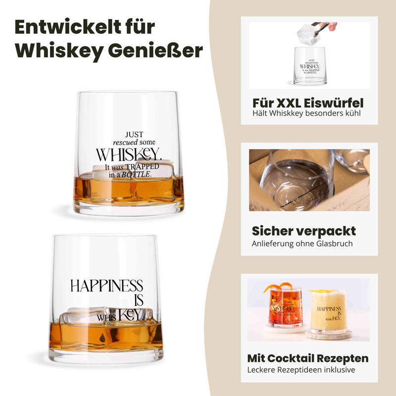 Whiskey Gläser - 2er Geschenkset mit Sprüchen (2 x 350 ml)