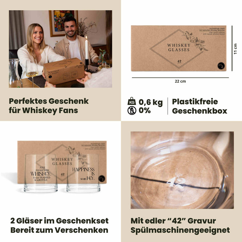 Whiskey Gläser - 2er Geschenkset mit Sprüchen (2 x 350 ml)