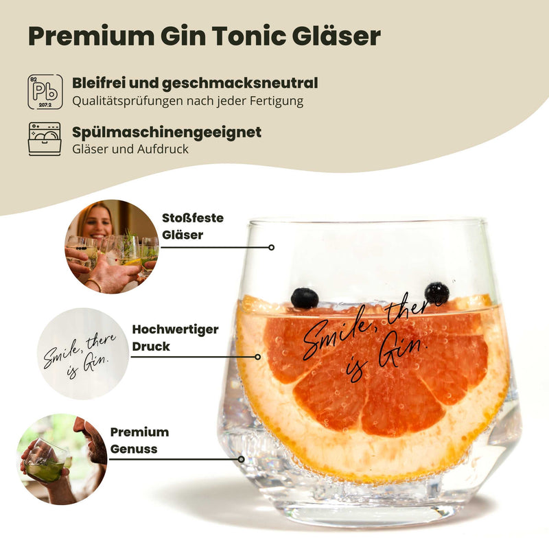 Bicchieri Gin Tonic - set regalo da 2 con scritte gin (2 x 400 ml) – Gin 42